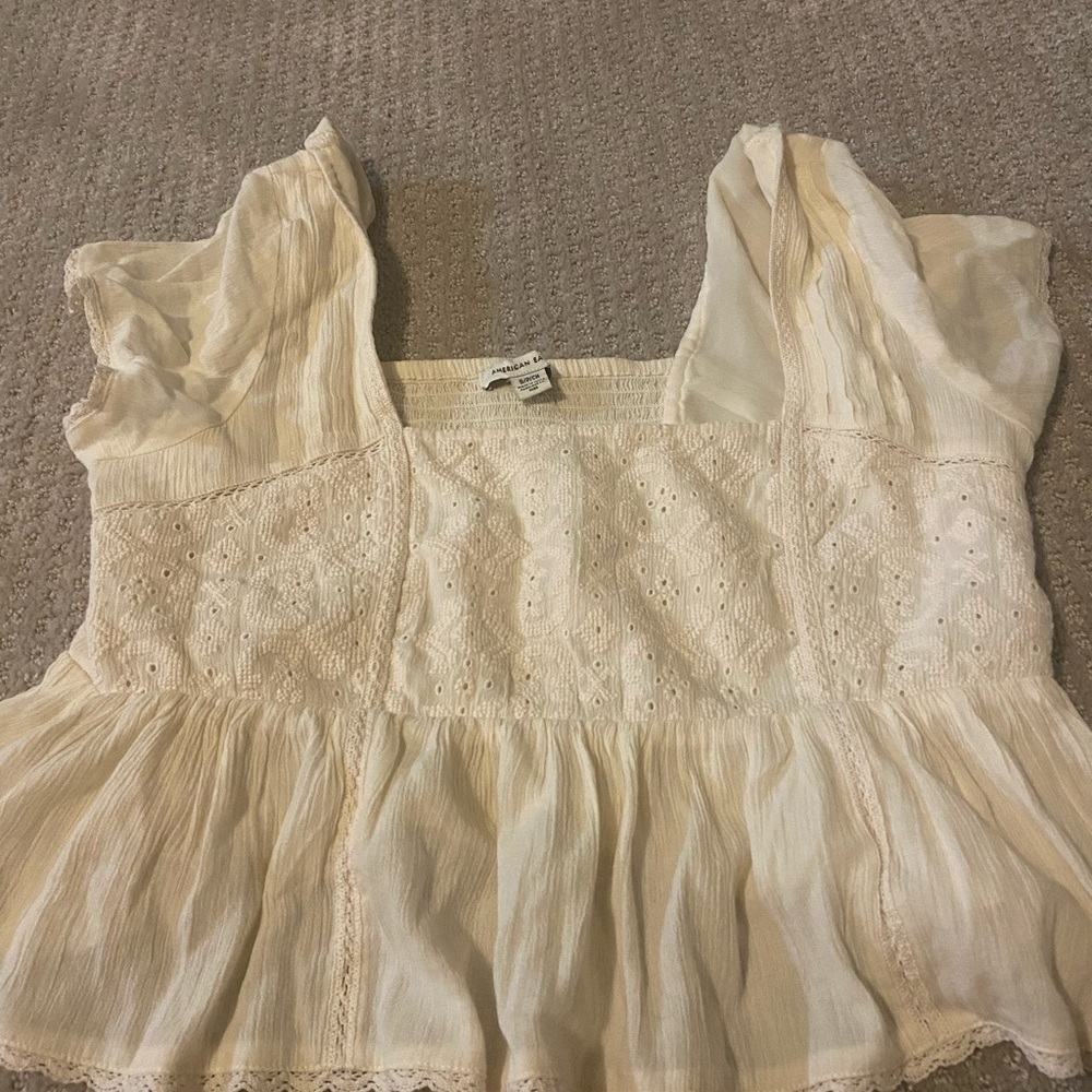 American eagle white stitch crop top with tags